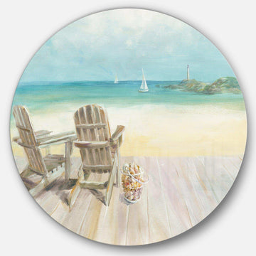 Seaside Morning no Window - Beach Circle Metal Wall Decor